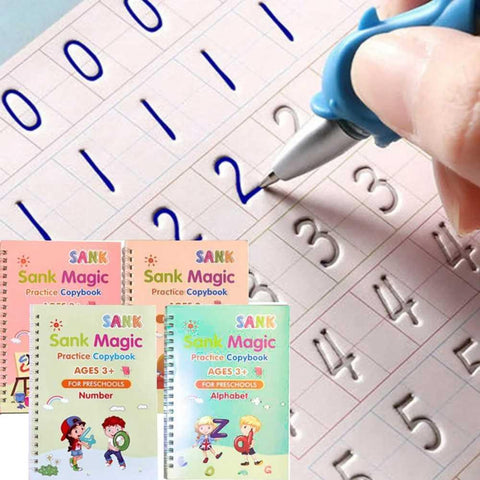 Magic Practice Copybook Set 4 Books, Magic Pen & 10 Ink Refills Montessori