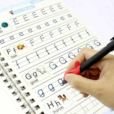 Magic Practice Copybook Set 4 Books, Magic Pen & 10 Ink Refills Montessori