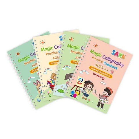 Magic Practice Copybook Set 4 Books, Magic Pen & 10 Ink Refills Montessori